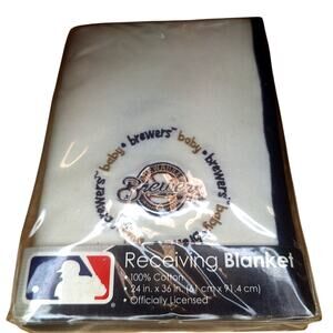 Baby Fanatic Milwaukee Brewers Receiving Blanket New 24x36 Cotton White MLB Baby